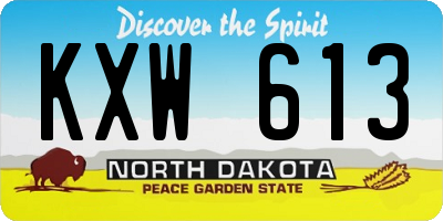 ND license plate KXW613