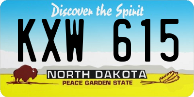 ND license plate KXW615