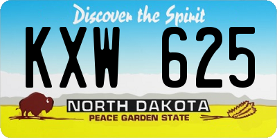 ND license plate KXW625