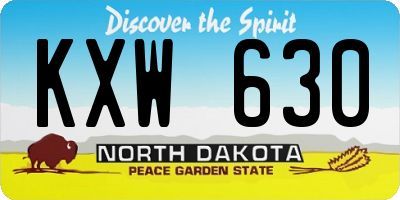 ND license plate KXW630