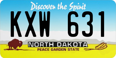 ND license plate KXW631