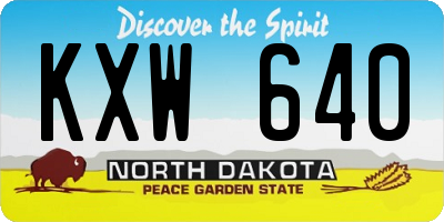 ND license plate KXW640