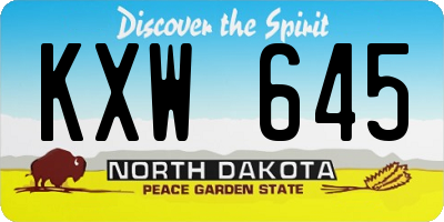 ND license plate KXW645