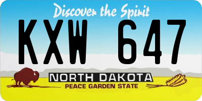 ND license plate KXW647