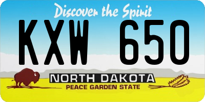 ND license plate KXW650