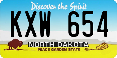 ND license plate KXW654