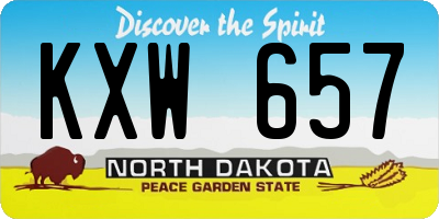 ND license plate KXW657