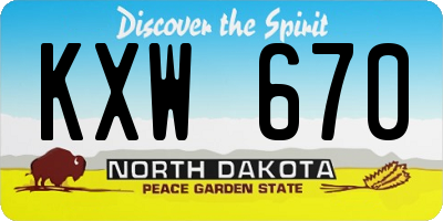ND license plate KXW670