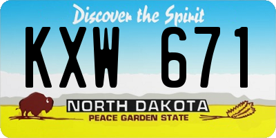 ND license plate KXW671