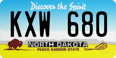 ND license plate KXW680