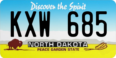 ND license plate KXW685