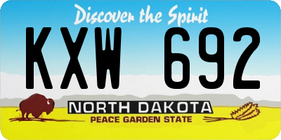 ND license plate KXW692