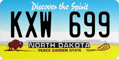 ND license plate KXW699