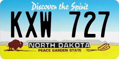 ND license plate KXW727