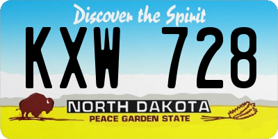 ND license plate KXW728