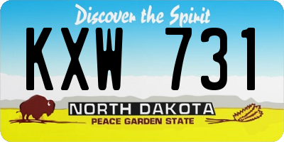 ND license plate KXW731