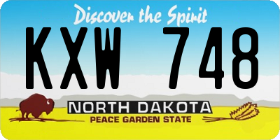 ND license plate KXW748