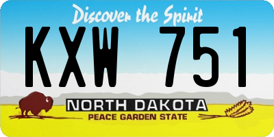 ND license plate KXW751