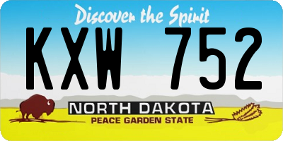ND license plate KXW752