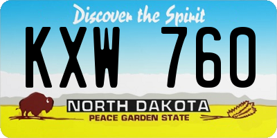 ND license plate KXW760
