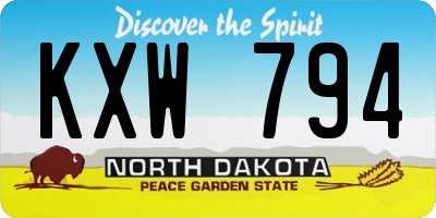 ND license plate KXW794