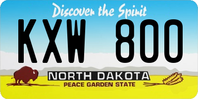 ND license plate KXW800