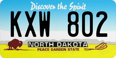 ND license plate KXW802