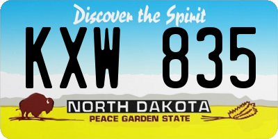 ND license plate KXW835