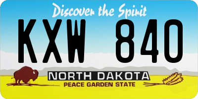 ND license plate KXW840