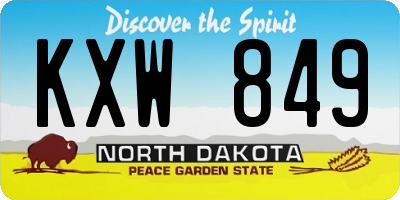 ND license plate KXW849