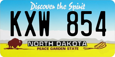 ND license plate KXW854