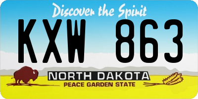 ND license plate KXW863