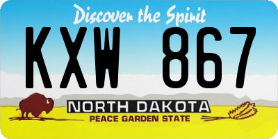 ND license plate KXW867