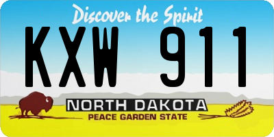 ND license plate KXW911