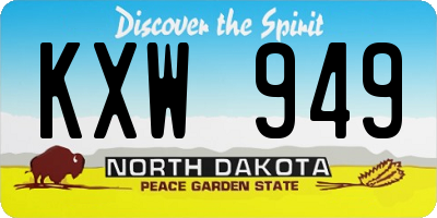 ND license plate KXW949