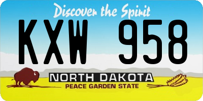 ND license plate KXW958
