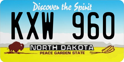 ND license plate KXW960