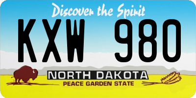 ND license plate KXW980