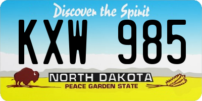 ND license plate KXW985