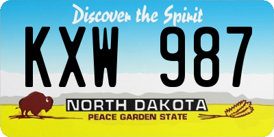 ND license plate KXW987