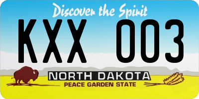 ND license plate KXX003