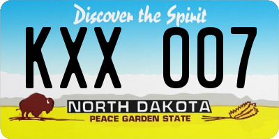ND license plate KXX007
