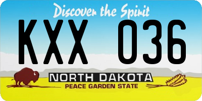 ND license plate KXX036
