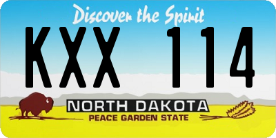 ND license plate KXX114