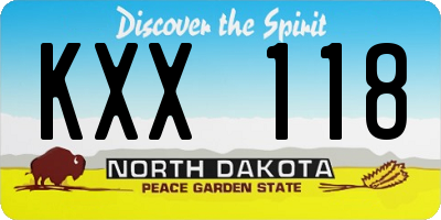 ND license plate KXX118