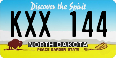 ND license plate KXX144