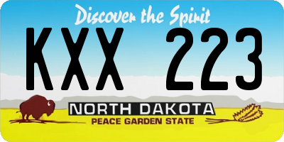 ND license plate KXX223