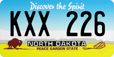 ND license plate KXX226