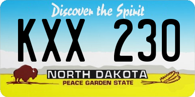 ND license plate KXX230