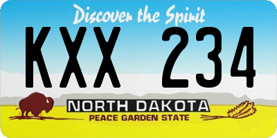 ND license plate KXX234